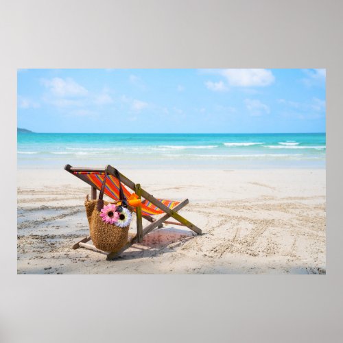 Tropical Beaches  Beach Chair on Sand Poster