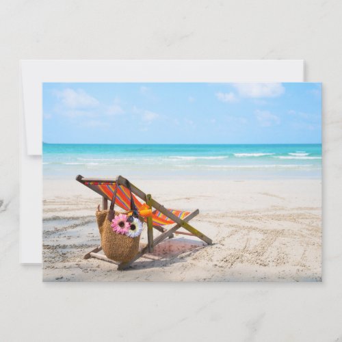 Tropical Beaches  Beach Chair on Sand Thank You Card