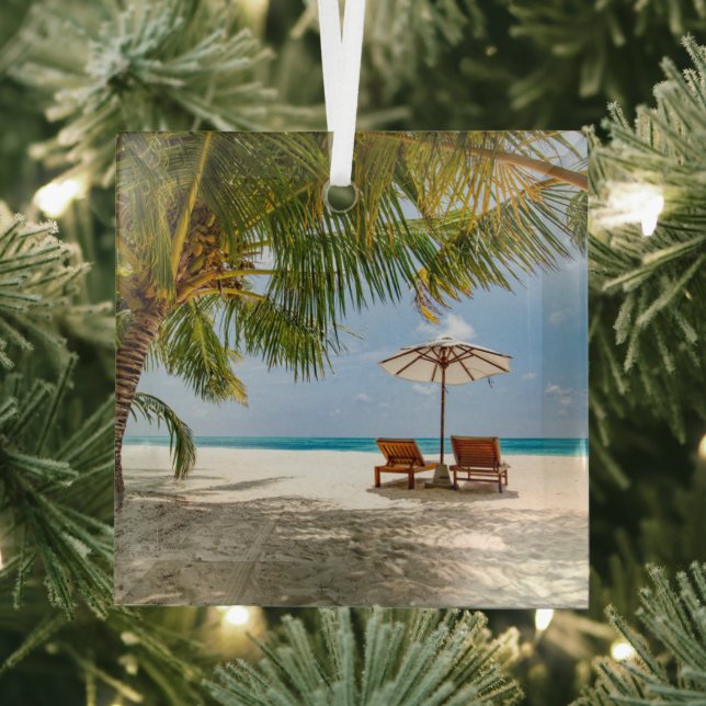 Tropical Beaches | Beach Dominican Republic Glass Ornament (Insitu)