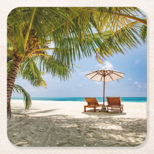 Tropical Beaches  Beach Dominican Republic Square Paper Coaster