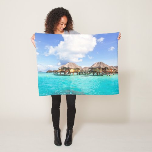 Tropical Beaches  Bora Bora French Polynesia Fleece Blanket