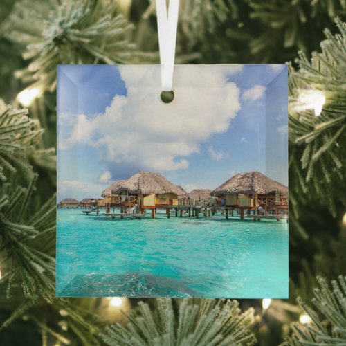 Tropical Beaches  Bora Bora French Polynesia Glass Ornament