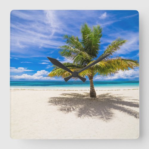 Tropical Beaches  Bora Bora French Polynesia Square Wall Clock