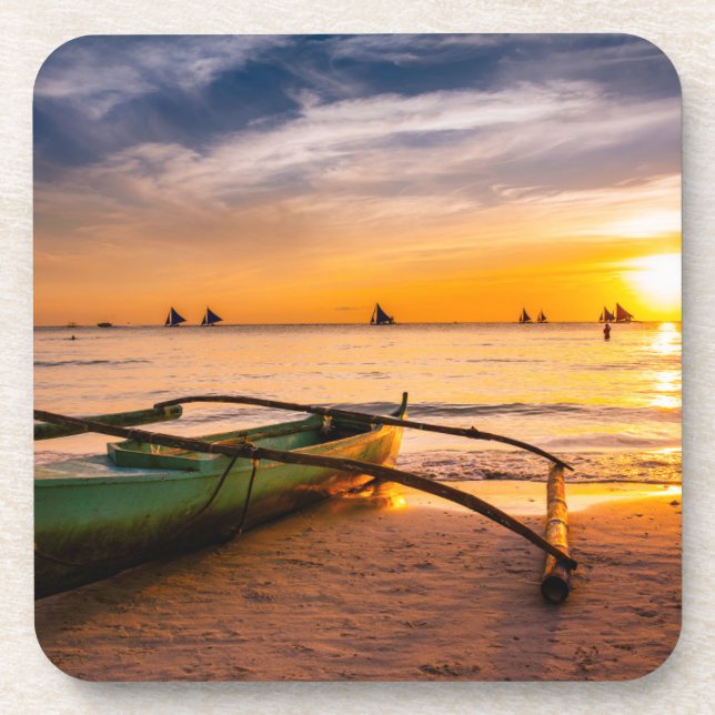 Tropical Beaches | Boracay's White Beach Beverage Coaster (Front)