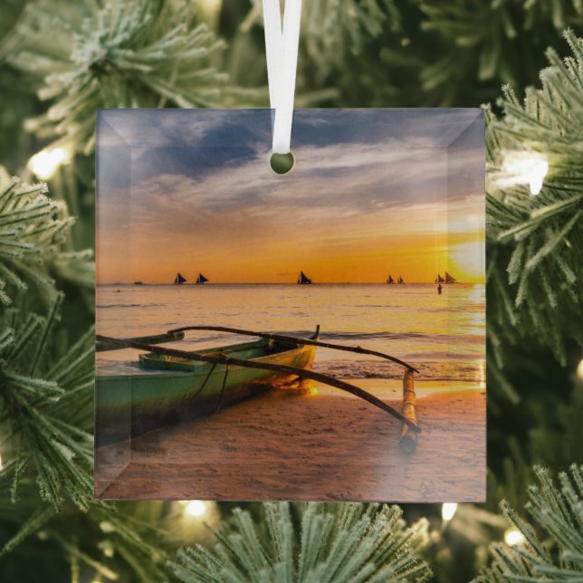 Tropical Beaches | Boracay's White Beach Glass Ornament (Insitu)