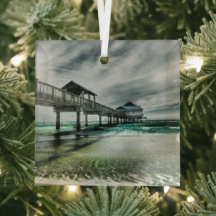 Tropical Beaches Clearwater Florida Glass Ornament