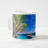 Tropical Beaches  Maldives Island Wooden Jetty Giant Coffee Mug