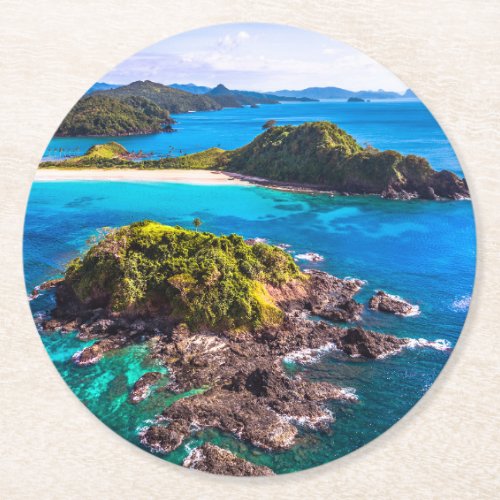 Tropical Beaches  El Nido Phillipines Round Paper Coaster