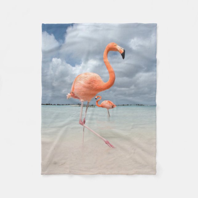 Tropical Beaches | Flamingos Beach, Aruba Fleece Blanket (Front)