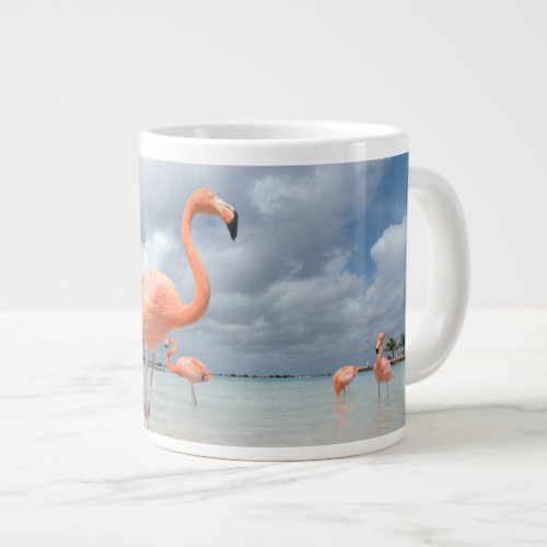 Tropical Beaches  Flamingos Beach Aruba Giant Coffee Mug