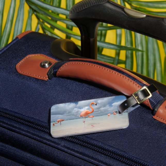 Tropical Beaches | Flamingos Beach, Aruba Luggage Tag (Front Insitu 3)