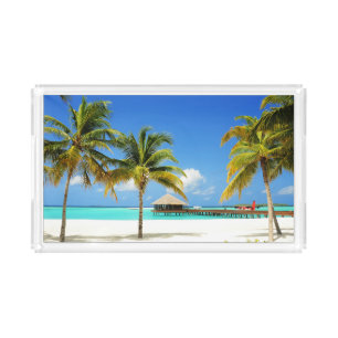 Tropical Beaches Island & Lagoon, Maldives Acrylic Tray