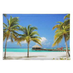 Tropical Beaches   Island & Lagoon, Maldives Cloth Placemat