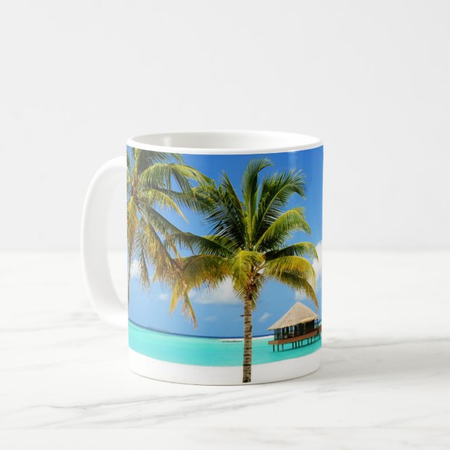 Tropical Beaches | Island & Lagoon, Maldives Coffee Mug (Front Left)