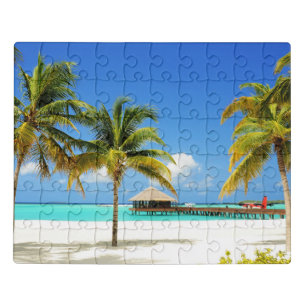Tropical Beaches Island & Lagoon, Maldives Jigsaw Puzzle