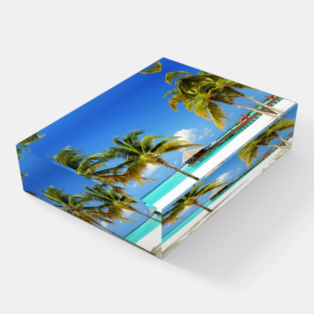 Tropical Beaches | Island & Lagoon, Maldives Paperweight (Angled)