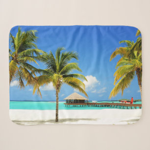 Tropical Beaches Island & Lagoon, Maldives Sherpa Blanket