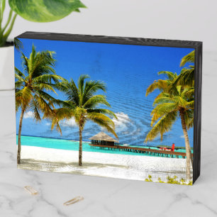 Tropical Beaches   Island & Lagoon, Maldives Wooden Box Sign