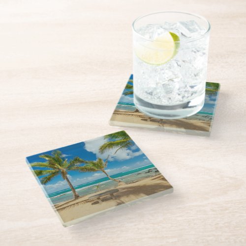 Tropical Beaches  Kuau Cove Beach Maui Hawaii Glass Coaster