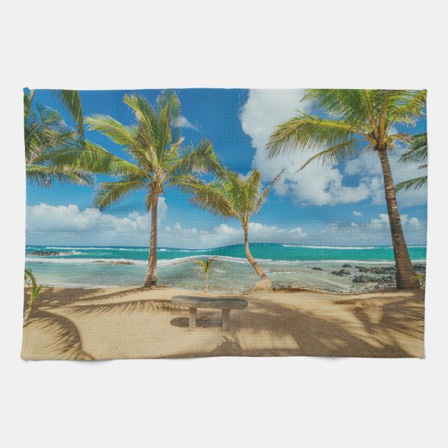 Tropical Beaches | Kuau Cove Beach, Maui Hawaii Kitchen Towel (Horizontal)