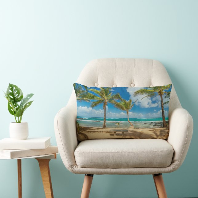 Tropical Beaches | Kuau Cove Beach, Maui Hawaii Lumbar Pillow (Chair)