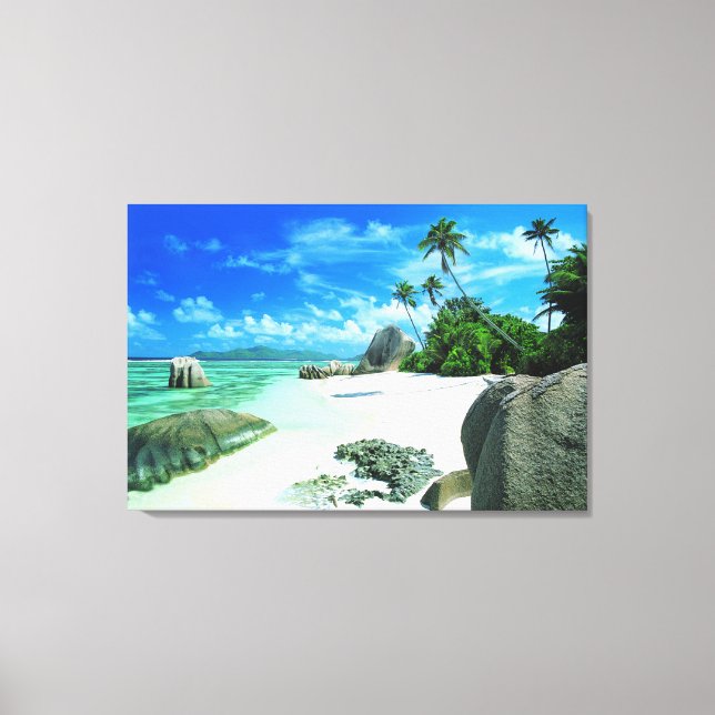 Tropical Beaches | La Digue Island Canvas Print (Front)