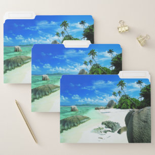 Tropical Beaches   La Digue Island File Folder