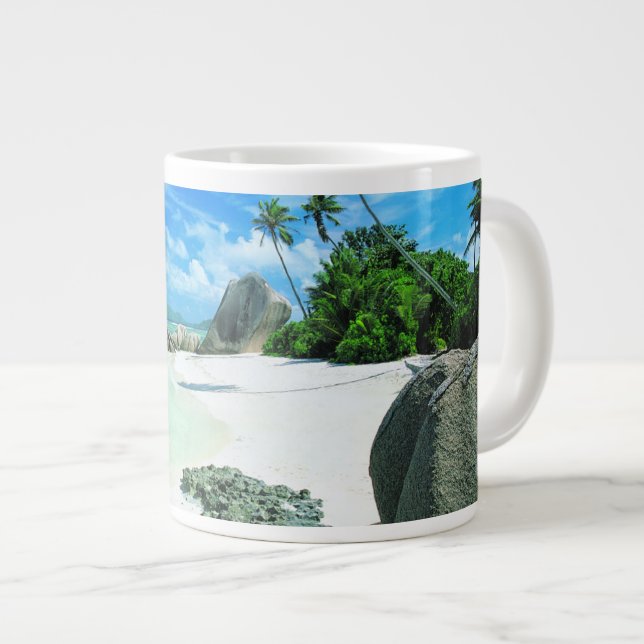 Tropical Beaches | La Digue Island Giant Coffee Mug (Front Right)