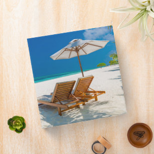 Tropical Beaches Lounge Chairs Beach, Bora Bora 3 Ring Binder