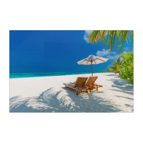 Tropical Beaches  Lounge Chairs Beach Bora Bora Acrylic Print