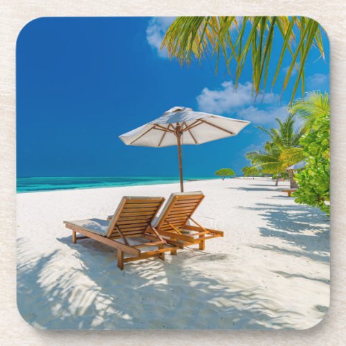Tropical Beaches  Lounge Chairs Beach Bora Bora Beverage Coaster