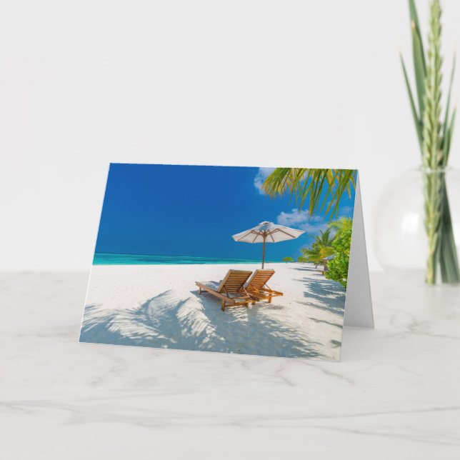 Tropical Beaches | Lounge Chairs Beach, Bora Bora Card (Front)