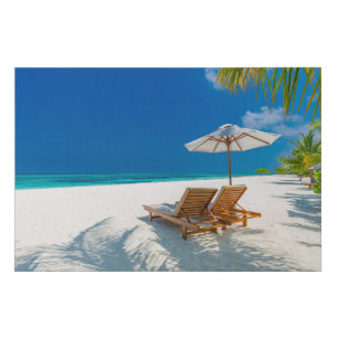 Tropical Beaches Lounge Chairs Beach, Bora Bora Faux Canvas Print