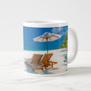 Tropical Beaches   Lounge Chairs Beach, Bora Bora Giant Coffee Mug