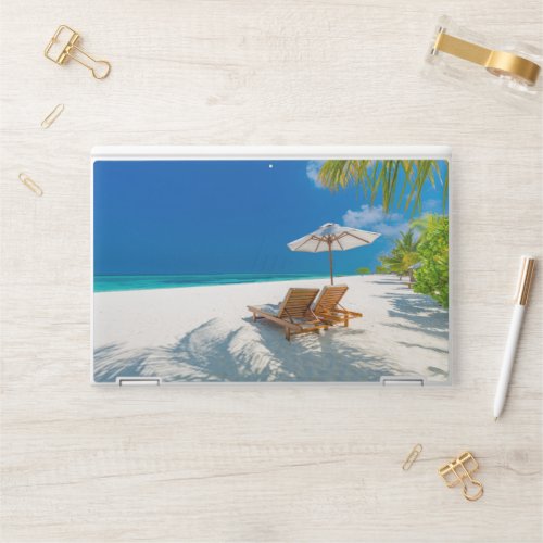Tropical Beaches  Lounge Chairs Beach Bora Bora HP Laptop Skin