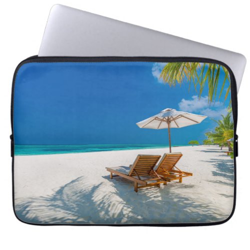 Tropical Beaches  Lounge Chairs Beach Bora Bora Laptop Sleeve