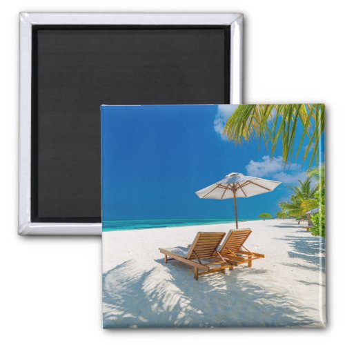 Tropical Beaches  Lounge Chairs Beach Bora Bora Magnet
