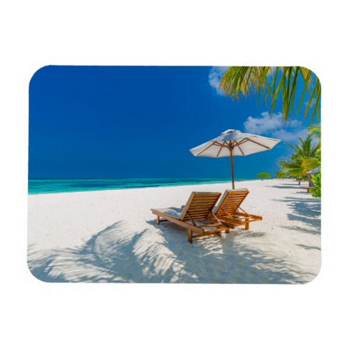 Tropical Beaches  Lounge Chairs Beach Bora Bora Magnet
