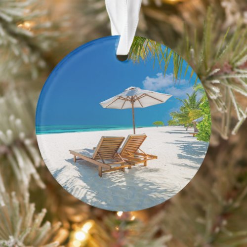 Tropical Beaches  Lounge Chairs Beach Bora Bora Ornament