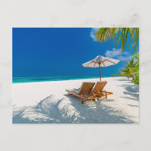 Tropical Beaches  Lounge Chairs Beach Bora Bora Postcard