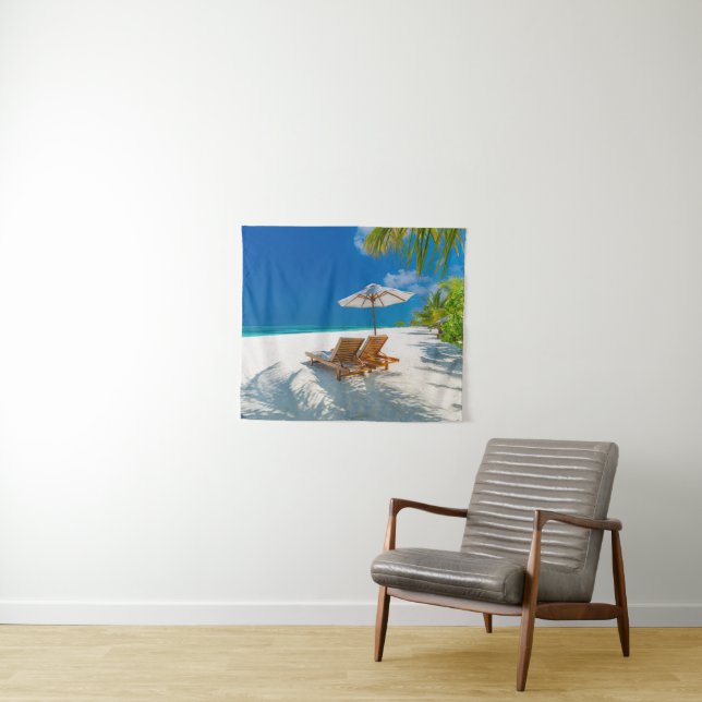 Tropical Beaches | Lounge Chairs Beach, Bora Bora Tapestry (In Situ (Horizontal))