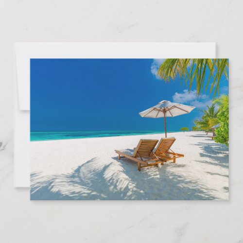 Tropical Beaches  Lounge Chairs Beach Bora Bora Thank You Card