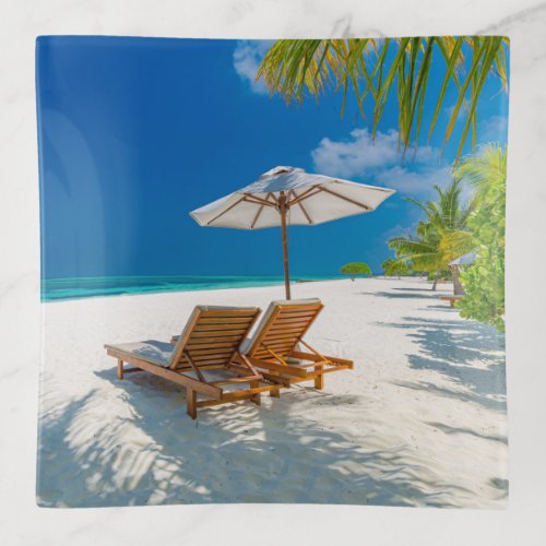 Tropical Beaches  Lounge Chairs Beach Bora Bora Trinket Tray