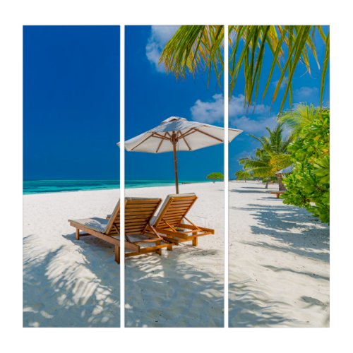 Tropical Beaches  Lounge Chairs Beach Bora Bora Triptych