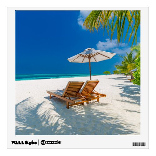 Tropical Beaches  Lounge Chairs Beach Bora Bora Wall Decal