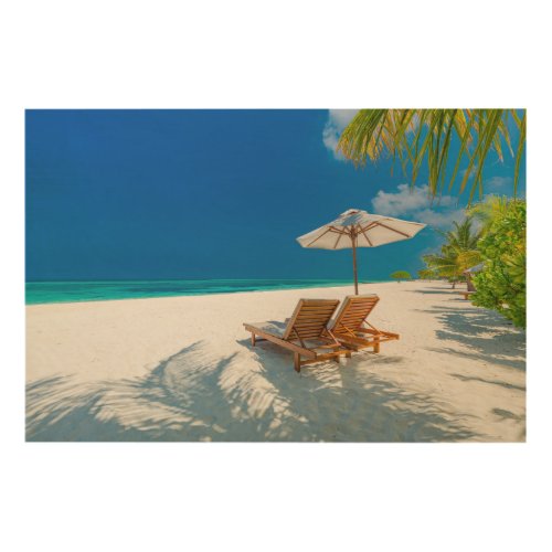 Tropical Beaches  Lounge Chairs Beach Bora Bora Wood Wall Art