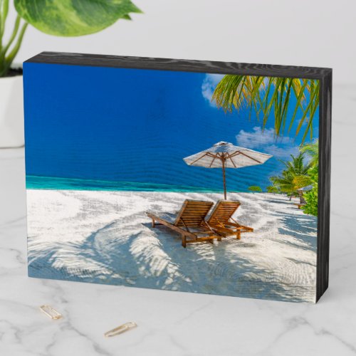 Tropical Beaches  Lounge Chairs Beach Bora Bora Wooden Box Sign