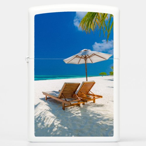 Tropical Beaches  Lounge Chairs Beach Bora Bora Zippo Lighter