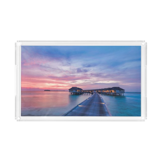 Tropical Beaches | Maldives Bungalows Acrylic Tray (Front)