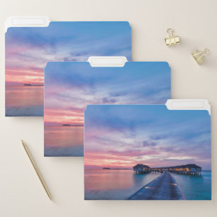 Tropical Beaches   Maldives Bungalows File Folder